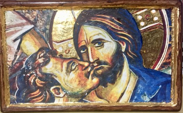 Le baiser de Judas Icône en bois